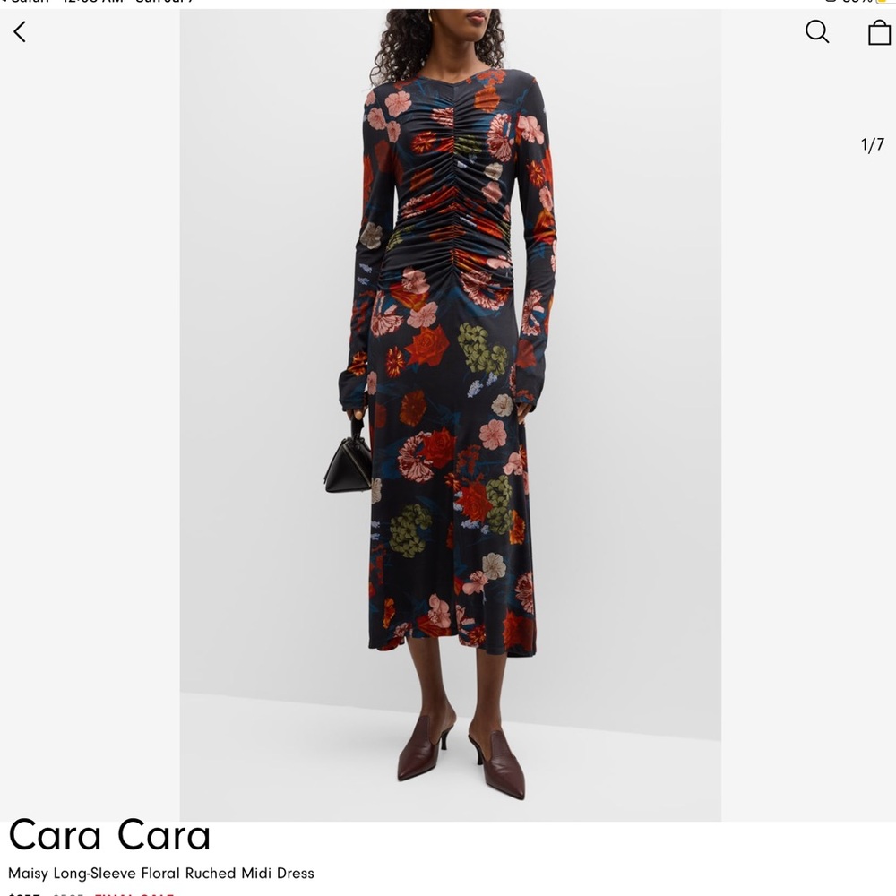 Cara cara maisy long sleeve floral ruched midi dress